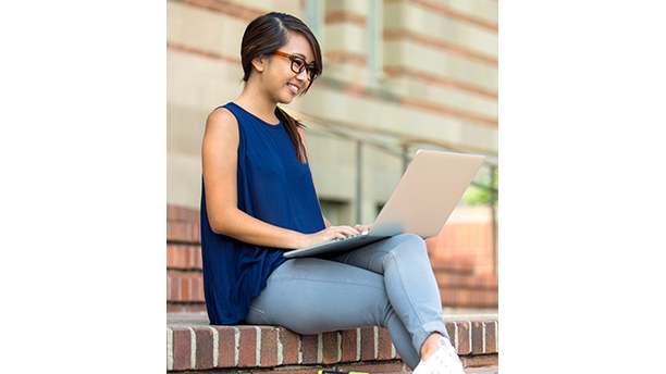 student using laptop